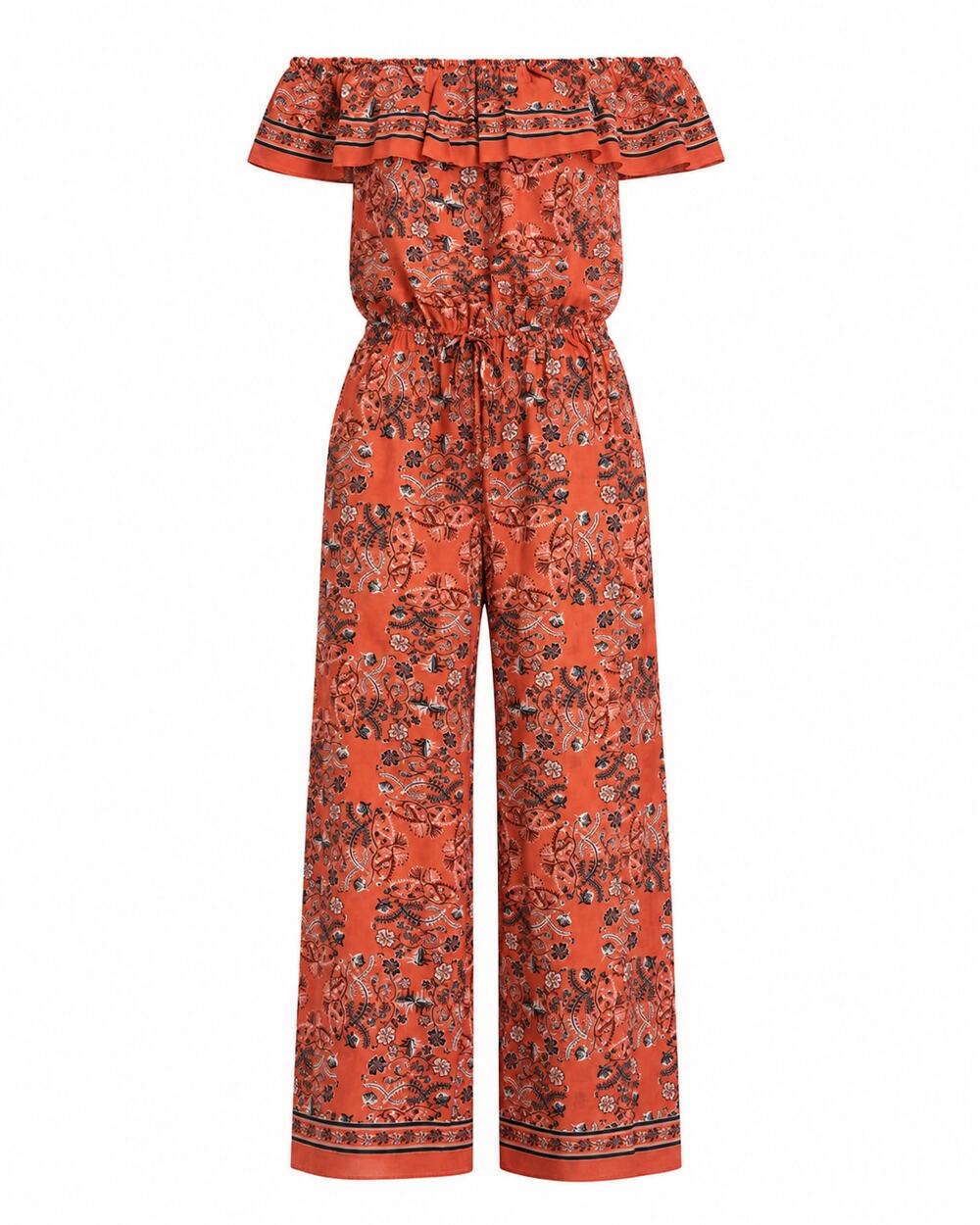 Chelsea & Violet Size M Cotton Paisley Off Shoulder Wide Leg Boho Jumpsuit